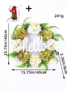 1/2 件 15.75 英寸春季装饰绒球花环 Hello 花环，花卉，字母板设计，PVC 绒球花，仿树叶，波西米亚风格，适用于家居装饰、门、窗、花园、农舍、户外、花卉壁挂、节日礼物