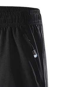 Men's Quick Dry Solid Color Casual Sports Shorts With Pockets And Adjustable Drawstring Waist, Suitable For Gym, Basketball And Outdoor Activities - Black - View 7