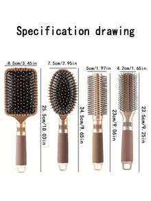 4件套镀金刷套装：方形气垫刷、椭圆气垫刷、平刷、按摩刷、卷发刷、化妆刷、剪发刷、染发刷、头皮按摩爪、椭圆通风刷