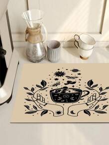 1 Stück saugfähige Abtropfmatte, Kaffeemaschinen Matte, handgefertigte Kaffekanne Abtropfmatte mit Vintage Blumenmuster, Küchenarbeitsplatten Abtropfmatte, Frühstücksmatte, hitzebeständig rutschfeste Rückseite Abtropfmatte, Diatomeenerde Abtropfmatte, die Flecken verbirgt, super saugfähige Küchen Abtropfmatte, einfach zu reinigende Geschirrablage Matte. Geeignet für Küche, Esstisch, Cafés, Bars, Feiertage, Partys, Heimdekoration und Geschenke.