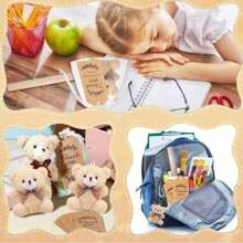 Babyparty Gastgeschenke, mini Plüsch Bär Schlüsselanhänger mit Dankeskarten in Organzabeutel mit Bindfaden für Baby-, Braut-Babyparty, Hochzeitsfeier Gastgeschenke