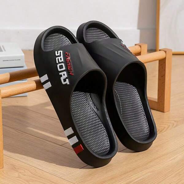 Men's Fashion EVA Slide Sandals - Casual, Comfortable, Breathable, Non-Slip Beach Slippers - Stylish Letter Design Shoes For Men - Ideal Choice For Spring And Summer At Beach