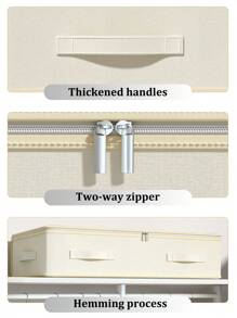 1pc Beige Clothing Storage Bag, Blanket Storage Bag, Clothing Storage Bag, Foldable Storage, Under Bed Storage Bag, Effectively Utilizing Idle Space Under The Bed, Thick Fabric With Zipper Blanket Storage Container Bag With Window And Handle, Suitable For Home Dormitory Storage And Organizing Accessories Bedroom Clothes Storage Organizer Closet Organization And Storage Bag For School School Accessories School Stuff