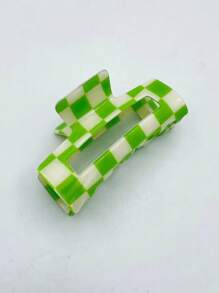 3-Piece Set Of Women's Sweet And Cute Checkerboard Grip Clips, Made Of Acetic Acid Material For Daily Commuting Fixed Hair, Classic Style Plate Hair Medium Grip Clip, Valentine's Day Couple As Gift Hair Accessories, Hair Claw, Claw Clips, Hair Jaw Clip, Hair Clutch