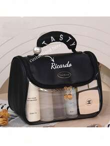 1 件定制化妆包 - 定制个性化名称 - 个性化文字 - 便携式盥洗包大容量女士便携式储物包旅行挂钩盥洗包盥洗包 - 伴娘礼物、生日礼物、周年纪念礼物、情人节礼物、结婚礼物、最好的朋友礼物、送给妈妈的礼物、送给妻子的礼物、旅行的最佳选择