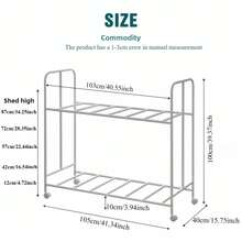 Rolling Meditation Cushion Storage Unit, Movable Blanket Organizer Rack, 2 Tiers, 5 Height-Adjustable Levels