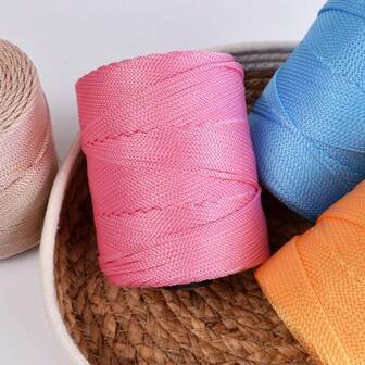 Aproximadamente 240g de cuerda trenzada de fibra de poliéster de 3mm de color, hilo hueco, decoración DIY, accesorios para bolsas tejidas a mano