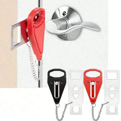 1pc Travel Portable Door Lock Extra Lock, Secure When Traveling And Staying In Hotels, Provide Extra Privacy And Security Portable Door Lock Home Security Door Lock Travel Locks For Additional And Privacy Perfect