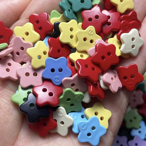 Colorful Cartoon Star Plastic Buttons, Cute For Children's Clothing, Jackets, Shirt, DIY Craft Material, Scrapbooking, Headbands
