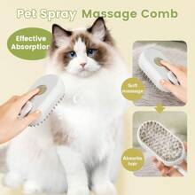 4 em 1 Escova a Vapor para Massagem, Limpeza, Desembaraçar e Pentear Pets, Pente Multifuncional para Remoção de Pelos de Gato e Cachorro, Escova para Gato, Escova a Vapor para Gato, Escovas Antiestáticas para Gato, Escova a Vapor Recarregável para Gato, Pente de Massagem para Grooming de Pets, Escova a Vapor para Gato, Cabeça de Escova de Silicone Autolimpante, Manuseio Ergonômico de 360°