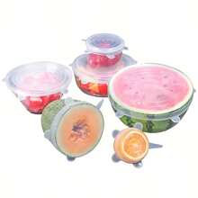 6pcs Reusable Elastic Silicone Bowl Covers, Dishwasher & Microwave Safe Food Storage Lids, Kitchen Organizer Accessories