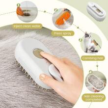 4 em 1 Escova a Vapor para Massagem, Limpeza, Desembaraçar e Pentear Pets, Pente Multifuncional para Remoção de Pelos de Gato e Cachorro, Escova para Gato, Escova a Vapor para Gato, Escovas Antiestáticas para Gato, Escova a Vapor Recarregável para Gato, Pente de Massagem para Grooming de Pets, Escova a Vapor para Gato, Cabeça de Escova de Silicone Autolimpante, Manuseio Ergonômico de 360°