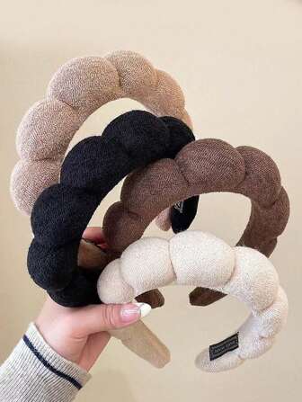 1pc/3pcs/4pcs Women's Latte Sponge Cloud Headband, Cute Versatile Wide Headband, Non-Slip Hairband, Elegant Bohemian Style, Suitable For Autumn/Winter ,Hair Hoop Hair Accessories