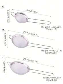 3pcs/1pc Stainless Steel Fine Mesh Tea Strainer With Handle - Japanese Style Matcha Powder Sifter Back To School - Silver - View 3