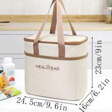 1pc Insulated Lunch Bag Lunch Box Tote Bag, High Aesthetic Lunch Carry Bag With Aluminum Foil Lunch Box Compartment For Office