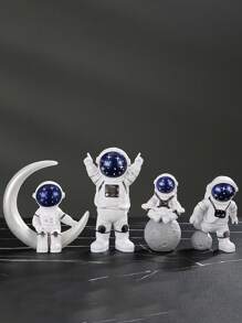 Astronaut Model Figurine Set, Home Decor Craft Desk Ornament, Spacecraft Spaceman Toy, Birthday Gift
