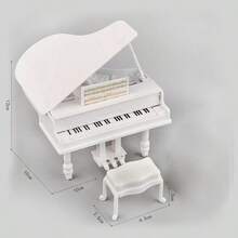 1pc Mini Piano Guitar Gift Box Set, Realistic Piano & Guitar, Doll House Decor, Miniature Model, White & Black Mini Grand Piano Decoration - Multicolor - View 10