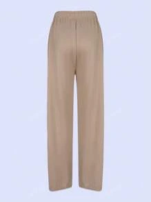 Set de 3 pantalones de pierna amplia para mujer, multicolor, tela de algodón y poliéster, aptos para temporadas de primavera y verano, ajuste de cintura natural, bolsillos funcionales. Frescos, ligeros y cómodos. Te llegarán 3 pantalones en colores al azar.
