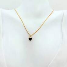 Light Spot Necklace With Beautiful Colorful Heart Pendant 18k Gold Plated - màu đen - Xem 5