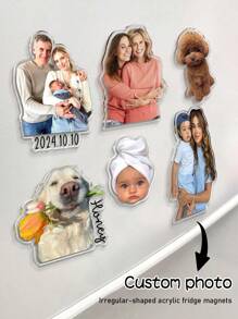 Imán de foto personalizado, imanes de nevera de acrílico con forma irregular - decoraciones cálidas, adorables y especiales para el hogar - imanes de fotos de pareja y nevera, regalo de imán de foto de madre e hija, imán de foto de perro, imán de foto familiar, regalo para amantes, regalo personalizado del Día de la Madre para mamá, imanes de nevera con foto personalizada, imán de nevera con foto de bebé, imán de foto divertida de perro o gato, para mamá - regalo personalizado, regalos de aniversario, regalos especiales, regalos de festivales