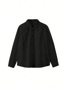 French Style White Long Sleeve Thin Casual Chiffon Shirt For Women, New Arrival Summer, Elegant & High-Quality - Black - View 5