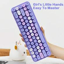 MOFII Ensemble clavier et souris sans fil mini MOFII de 68 touches à touches rondes, avec combiné clavier et souris sans fil portable de couleurs mélangées pour PC/ordinateur portable/bureau