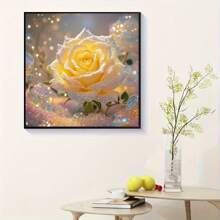 1PC Diamond Art Painting Kit Crafts Beautiful Yellow Rose Theme Romantic Cross Stitch Room Home Bathroom Car Decor Embroidery Rhinestones Bedroom Living Holiday Gift Accessories