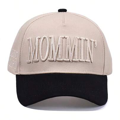 Vintage Two-Tone Trucker Hat Adjustable Baseball Cap With Mommin Embroidery Ponytail Fit Unisex Outdoor Casual Headwear