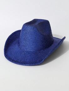 1 件男女通用闪亮金属牛仔/牛仔帽，新奇朋克风格宽边帽，适合派对、西部主题活动、订婚、毕业典礼、服装、节日、婚礼、生日、音乐节、日常穿着 - 純色 - 查看 15