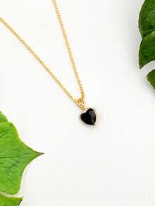 Light Spot Necklace With Beautiful Colorful Heart Pendant 18k Gold Plated - màu đen - Xem 4