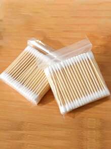 1500/1000/500pcs High Quality Double-Headed Cleaning Swabs, Beauty Salon Buds, Cosmetic Wooden Cleaning Swabs, Beauty And Personal Care Tips, Round Disposable Ear Cleaning Swabs For Home Use, Suitable For Ear And Nose Cle
