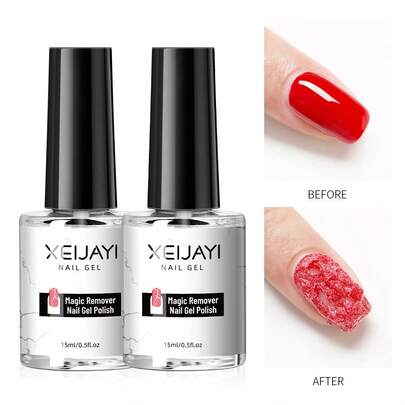 XEIJAYI 2 chai 15ml dung dịch tẩy sơn móng tay dạng gel thần kỳ - Loại bỏ sơn móng tay dạng gel nhanh chóng và dễ dàng.