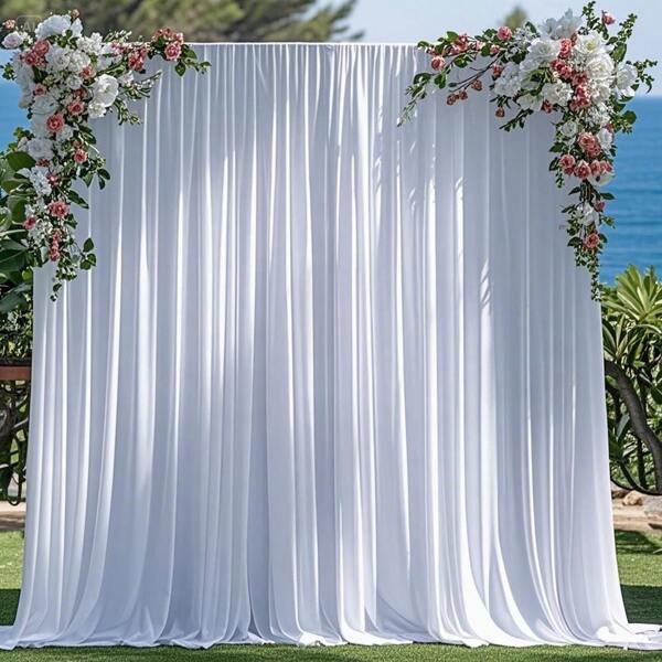 1pc Elegant White Rectangular Spandex Highly Elastic Fabric Curtain - Suitable For Weddings, Parties, Family Gatherings, Etc. - Versatile Decoration For Any Occasion, Wedding Backdrop Decor, Camping, Privacy Protection. Ideal For Group Gatherings