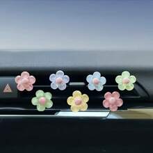 7 bucăți cleme de mașină cu flori strălucitoare - design colorat cu margarete, decor pentru aerisire auto, potrivite pentru femei - adaugă o senzație proaspătă interiorului mașinii dvs., accesorii drăguțe pentru mașină