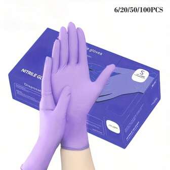 20/50/100 只装，一次性粉色丁腈手套，不含乳胶防水防静电多功能工作手套，厨房烹饪工具粉色一次性手套，丁腈合成劳保手套