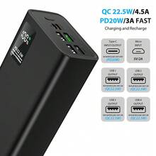 Power Bank, 60000mAh USB C Portable Charger, External Battery Pack Fast Charging For Phones, Pad, Headphones, Large Capacity Backup Power Supply For Travel, Outdoor, Camping, Emergency Power Bank Suitable For Summer Holiday Outdoor Travel/Camping And Emergency Backup Mobile Power Supply Gifts For Family, Friends, Birthday Power Display - Black - View 3