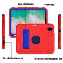 军工防摔 1 件套原装保护套，兼容 iPad 第 10 代 2022（10.9 英寸）iPad (A16) 11 英寸第 11 代 2025 iPad 11(A16 2025) iPad 7/8/9 10.2 英寸 2019/2020/2021，重型军用级防震坚固保护 10.9 英寸 11 英寸保护套，内置支架，适用于 iPad 10 Gen 10.9 英寸平板电脑保护套 - 紅+藍 - 查看 8