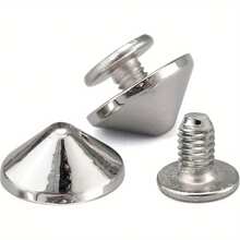 50 Sets Silver Alloy Cone Spikes And Studs, 4.7mm 3/16" Bullet Screw Back Punk Studs For Clothing, Shoes, Leather Craft, Belts, Bags With Installation Tools