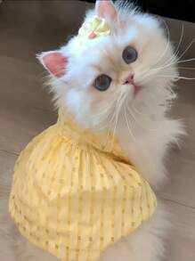 1pc High-Quality Pet Dress, PrincessStyle Light Fabric, Yellow DaisyOmbre Tutu Dress For Cats & SmalBreed Dogs, New Spring/SummerArrival