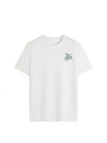 Women's Summer Leisure Vacation THE Ocean Calling! Marine Creatures And Letter Print Pattern Round Neck White T-Shirt, Women's Spring And Summer Vacation Items, Beach Ocean Match Your Clothes - White - View 3