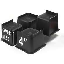 4pcs 2-8 Inch Heavy Duty Bed Risers, Furniture Lifts For Bed, Table, Couch, Sofa, Extra Tall Bed Riser, Support Up To 5000 Lbs - Black - View 5