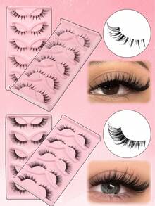 5 Pairs Fluffy False Eyelashes, Natural Looking Short Fake Lashes, Reusable For Beginner - fox eye lashes - View 6