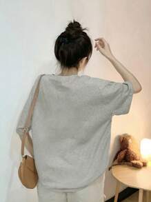 Made In Japan, Spring/Summer Cotton, Round Neck, Loose Fit, Versatile, Simple, English Print Short-Sleeve T-Shirt