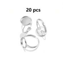 10/20 piezas de base de anillo ajustable de acero inoxidable apta para cabujones de cristal de 10/12/14/16/18/20/25 mm para hacer manualidades y joyería DIY