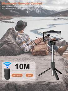 Palo de selfie inalámbrico Bluetooth de STICKMAG de 1.7M/0.7M, con luz LED de relleno, control remoto inalámbrico, soporte para teléfono móvil giratorio 360°, compatible con iPhone 16, 15, 14, 13, 12, 11e/Max/Pro/Xs/Xr/X/Plus, compatible con Samsung Galaxy S25/S24/S23/S22 Ultra y otros teléfonos Android, GoPro, adecuado para viajes y transmisión en vivo, disparos de verano, viajes, actividades al aire libre, trípode para transmisión en vivo