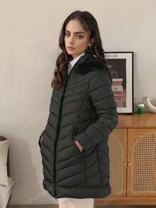 Piumino da donna taglie forti Cappotto ripiegabile con cappuccio imbottito leggero trapuntato