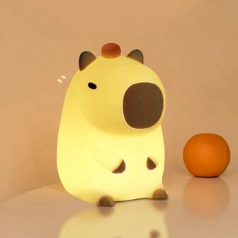 1pc Rechargeable Modern Capybara Silicone Night Light, 1 LED Desk Lamp, Dimmable, Animal Theme Bedroom Sleep Light, Tabletop Decor, With Lithium Battery, Switch Control, USB