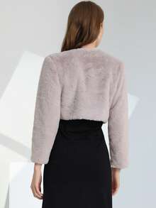 Women's Evening Shrug Wedding Gown Fuzzy Formal Fluffy Bolero Jacket - 淺紫色 - 查看 4