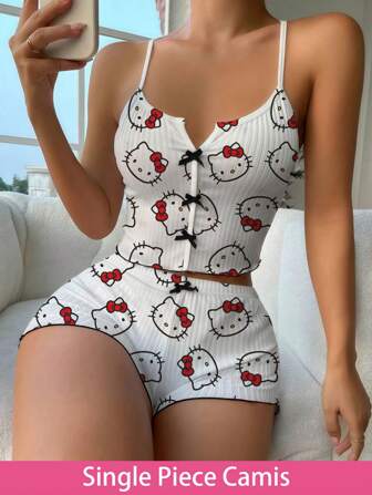 1 Stück Hello Kitty Pyjamas Sommertop Nachtwäsche Damen Pjs Pyjama Hello Kitty Artikel Sanrio Damen Shirt Pjs