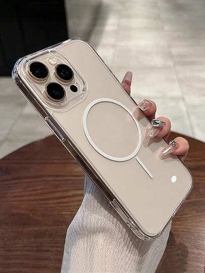 Minimalist Acrylic Magnetic Wireless Charging Transparent Phone Case Compatible With IPhone 18 Pro Max/18 Pro/18/17 Pro Max/17 Pro/17 Air/17/16 Pro Max/16/16 Pro/16 Plus/11/15/15 Pro/15 Pro Max/12/13/14 Pro Max/XS/XR/11 Pro/11 Pro Max/12 Pro/12 Pro Max/13 Pro/13 Pro Max/7 Plus/14 Pro/14 Pro Max/14 Plus/7 Plus/8 Plus/8/SE2/12 Mini/13 Mini Hard Shell Anti-Yellowing